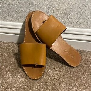 Madewell Tan Leather Slide Sandals